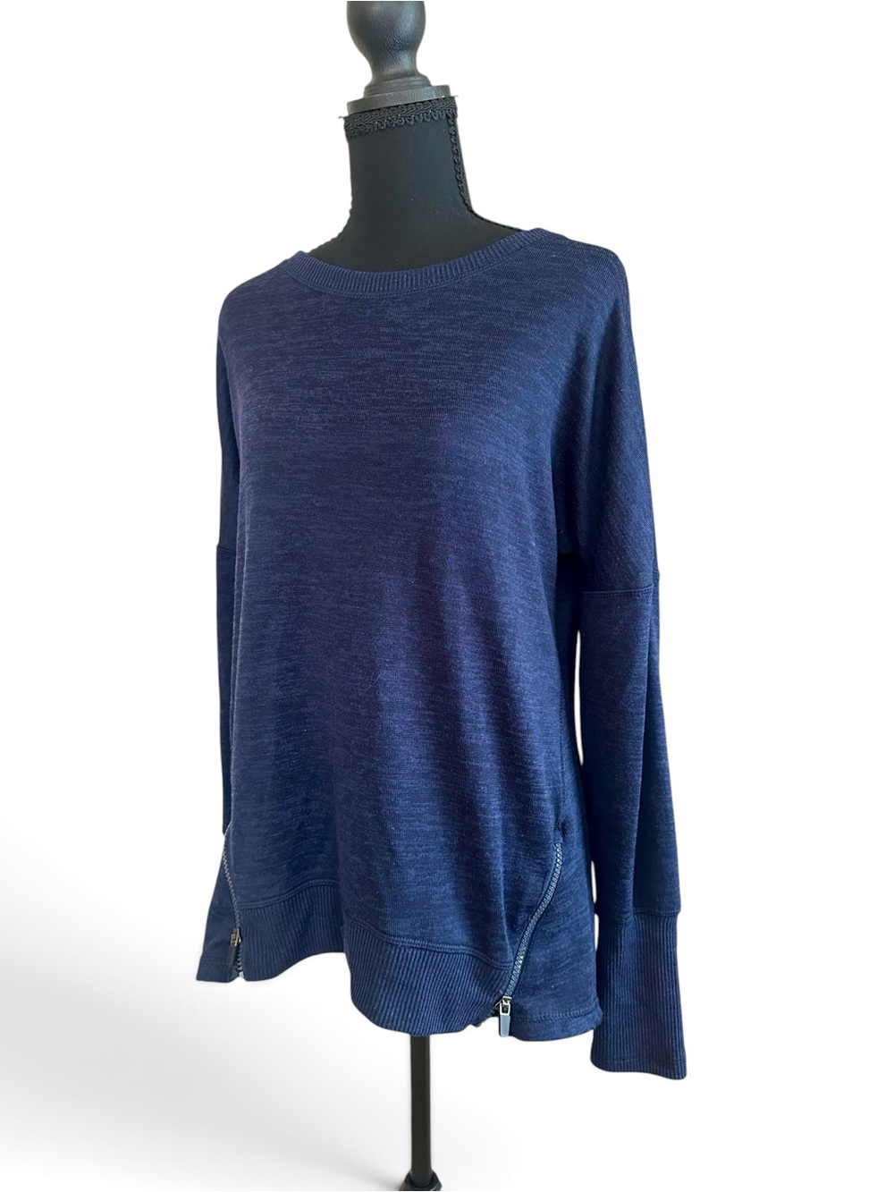 Active Life Navy Zip-Hem Pullover Sweater